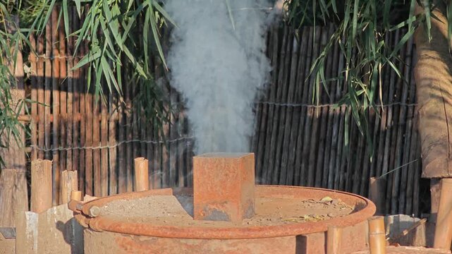 Smoke from Traditional Way of Charcoal Production.