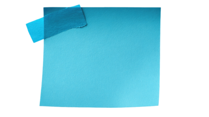 Blank blue sticky note pad on a white background for office reminder messages and business memos