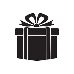 Gift box vector icon simple flat design element with ribbon and bow isolated on white background