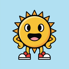 Cartoon Sun Character with Shoes Illustration.