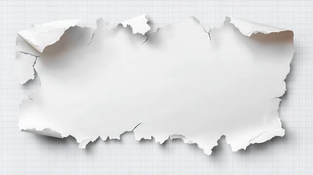 Torn white paper with curled edges laying on a textured background