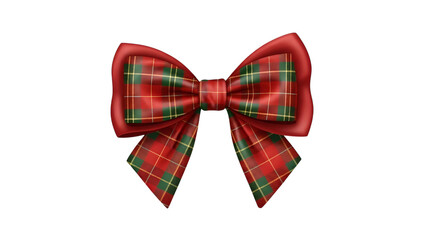 Festive red and green plaid bow on a black background for christmas