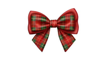 Festive red and green plaid bow on a black background for christmas