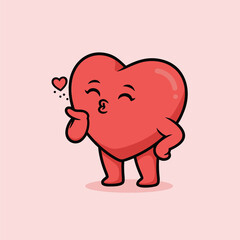 Cute Heart Character Sending a Kiss.
