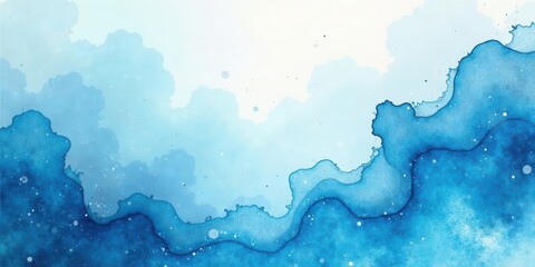 Obraz premium Abstract watercolor shapes evoke the feeling of gentle oceanic currents flowing beneath a bright sky