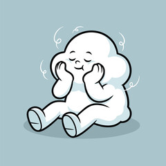 Cartoon cloud character enjoying a relaxing moment.