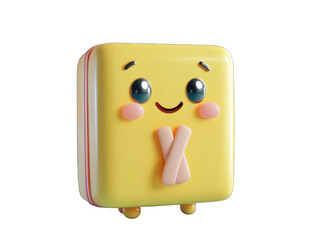 Fototapeta premium Adorable 3D Cartoon Yellow Character with Playful Expression transparent background