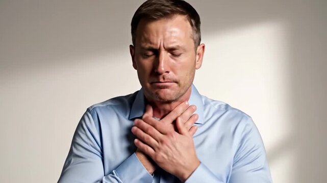 Man Experiencing Discomfort: A Visual Exploration of Distress, Pain, and Struggle