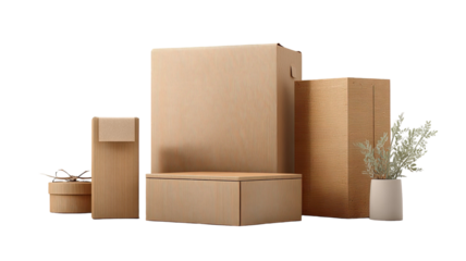 Open cardboard shipping box on a white background for delivery and packaging storage