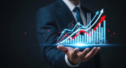 Boost Your Business with a Stunning Financial Growth Concept, Modern Graph and Cityscape Visualizations Show Professional Success and Market Trends