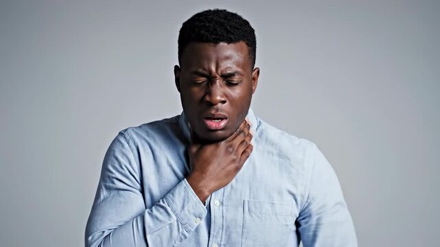 Man Experiencing Discomfort: A Visual Sequence Depicting Pain and Distress, Close Up