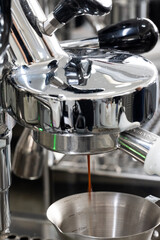 Espresso Extraction Close-Up from Portafilter