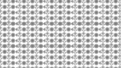 Floral pattern with alternating flower and clover designs in horizontal rows on white background