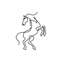simple continuous monoline drawing of stallion
