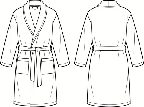 Robe Fashion Technical Drawing Template Illustration.