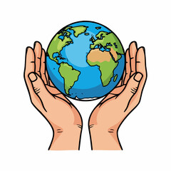 Fototapeta premium Earth in hands is a symbol of protecting our planet, demonstrating our care for ecology. Earth in hands represents world preservation and responsibility towards our home.