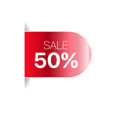 Ribbon sale tag vector with clean folds, bold text, and modern minimal design for promotions, discounts, marketing materials, retail ads, and shopping projects.