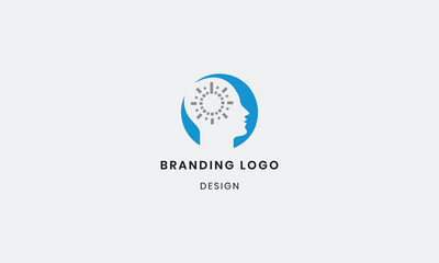 Artificial Intelligence Head Logo Design Concept