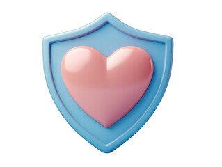 Heart Protection Concept: Blue Shield with Heart Symbol, Transparency