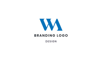 Geometric AW Logo Design, Blue on White