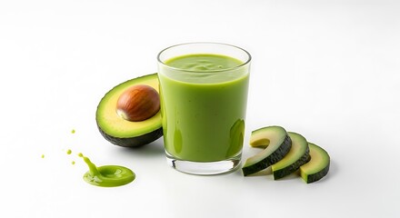 Invigorating avocado smoothie, a vibrant green drink for a healthy lifestyle, perfect for detox and wellness campaigns or refreshing recipe inspiration