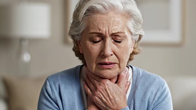 Elderly Woman Experiencing Pain and Discomfort: A Series of Facial Expressions