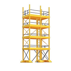 Bright yellow scaffolding construction, providing a robust elevation platform