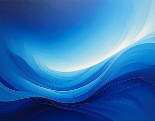 Fototapeta premium Abstract waves in varying shades of blue, flowing toward light
