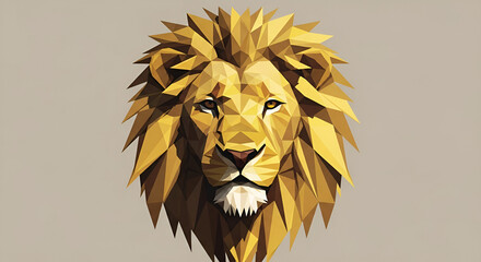 Abstract Polygonal Golden Lion Vector Graphic Portrait