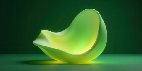 Abstract organic form casting a subtle shadow in a vibrant monochromatic environment