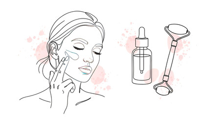 Minimalist Skincare Continuous Line Art Vector Illustration