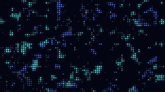 AI Tech Motion Graphics Blue Flickering Dot Pattern on Dark Background
