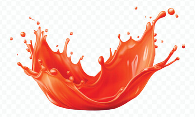 splash of  colorful liquid juice splash in mid air cut and curve style isolated on transparent background