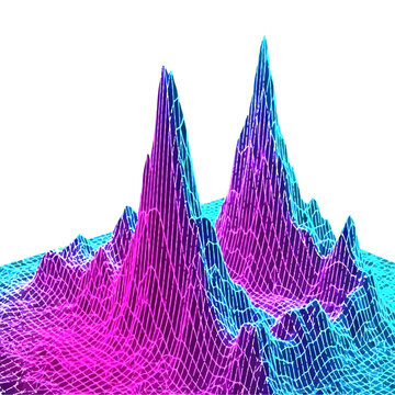 Pink blue surface mesh with central elevation spikes