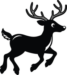 Cartoon deer silhouette isolated on white background