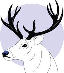 Snow deer silhouette isolated on white background