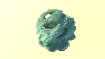 Abstract image showing green particle movement on a yellow background.