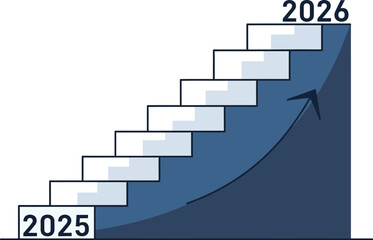 Achieve ambitious yearly goals by climbing the clear steps towards success from 2025 to 2026