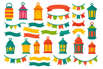 Colorful lanterns and festive decorations for celebrations and events in various shapes and sizes