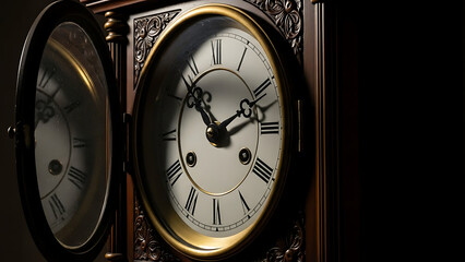 Elegant antique clock, a testament to time's swift and continuous blend of moments, marking history with timeless grace and intricate craftsmanship