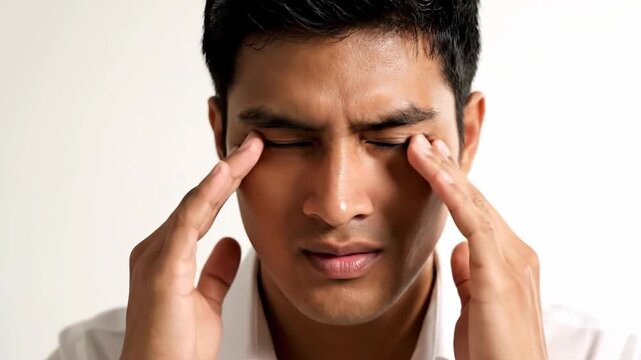 Man Expressing Pain, Frustration, or Discomfort with a Series of Facial Microexpressions Displayed