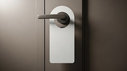 Close-up of a door handle with a blank sign.