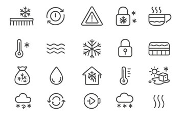 Fototapeta premium Visual guide to winter weather symbols for effective communication during cold conditions