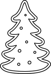 Christmas tree gingerbread cookie outline template isolated. 
Children's Christmas activity coloring pages.
Transparent background. SVG.