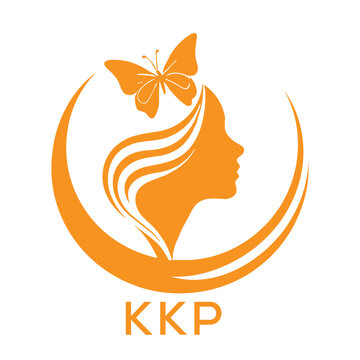 KKP Elegant Woman Beauty Logo with Butterfly. KKP Feminine Hair Salon Branding. KKP  Modern Beauty Icon.
