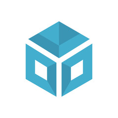 3d cube icon, 3d blue cubes, 3d blue cube