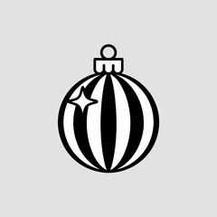 Simple black and white christmas ornament with star accent