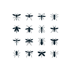 Collection of diverse insect silhouettes on a white background