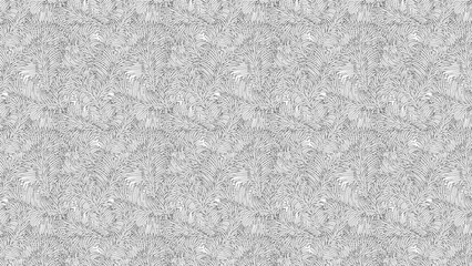 Monochrome seamless pattern of stylized feathers forming a dense textured background design element