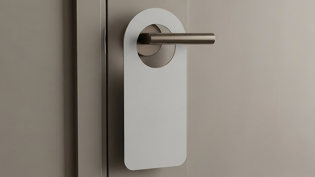 Minimalist Door Hanger Mockup on a Modern Door.